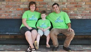 DAILY LEADER / RHONDA DUNAWAY / Lisa Melancon Webb, (from left) Lee Webb and Jason Webb are busy promoting the Walk for Children with Apraxia of Speech, coming up Saturday at the Hansel King Sportsplex. Lee was diagnosed with the disorder three years ago, and he and his family hope to help others like him.