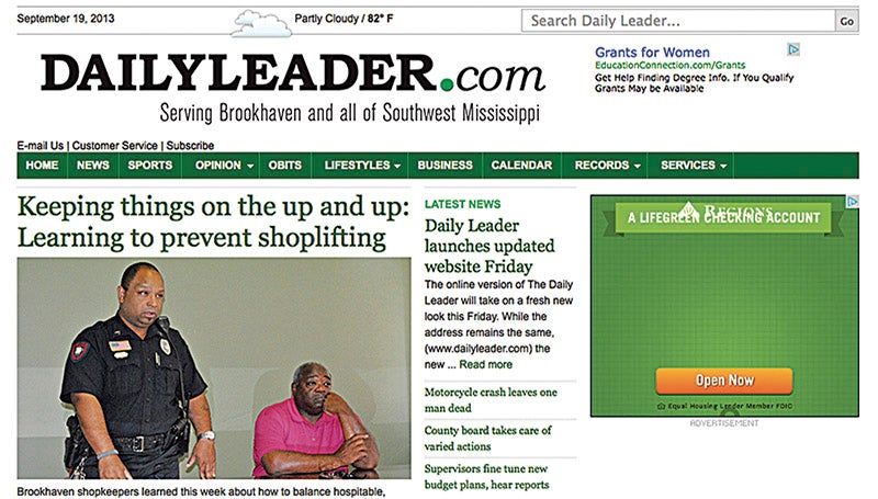 A screen capture shows the new look for www.dailyleader.com. The redesigned website launches Friday.