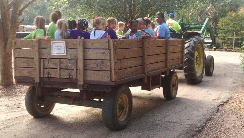 PHOTO SUBMITTED /  Students from North Pike Middle School, shown here aboard the corn wagon, had first-to-the-patch honors this season at Swan Creek Farms. 