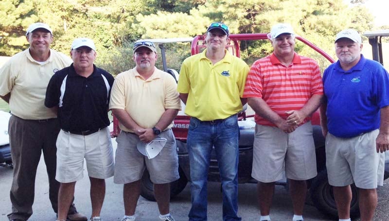 DAILY LEADER / SUBMITTED / CHAMPIONSHIP FLIGHT - Winning the championship flight in Copiah-Lincoln Community College's Homecoming Golf Tournament at Wolf Hollow were (from left) Ronny Ross and Craig Hennington, third place; Tim Sutton and Scott Langley, second place; and Chris Lofton and Ricky McInnis, first place.