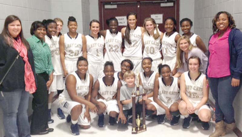 DAILY LEADER / SUBMITTED / BACK-TO-BACK CHAMPS - The Bogue Chitto Lady Cats captured their second straight Lincoln County tournament championship Saturday night. The Lady Cats team members are (kneeling, from left) Earlnesheia Dillon, Tanesha May, Tukyiah Godbolt, Colby Terrell, Aleasha Godbolt, Zariah Matthews, Karlie Williams, (standing) Alex Frazier, Marshonikique Blackwell, Christian Black, Terrah Nelson, Shakirianna Jefferson, Brooke Myers, Pertashia Henderson, Lauren McCaffrey, Mattie Avants, Charsyma Collins, Terri Ferguson, Coach Christi Terrell and Tamarya May. Not pictured were Lineka Newson and Xaria Parker.