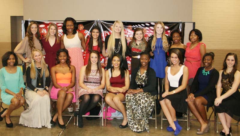 DAILY LEADER / MARTY ALBRIGHT / BHS CHEERS - Brookhaven's cheerleaders were recognized during Thursday night's BHS Football Awards Banquet. They are (from left, seated) Aaliyah Butler, Madison Johnson, Jewel Newton, Audrey Montalvo, Georgette Faust, Imani Quinn, Flynn Phillips, Tenaya Williams, Madeleine Meilstrup; (standing) Madison Currie, Katie Grace Culpepper, Shakera Brewer, Jaylynn Thompson, Katherine Shell, Sarah Doty, Carly Barker, Lakera Newson and Nadia Smith.