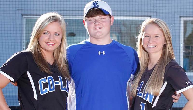 CO-LIN MEDIA / NATALIE DAVIS / PLAYING FOR THE LADY WOLVES - Members of the 2014 Copiah-Lincoln Community College Lady Wolves softball team from Lincoln County are Rheagan Welch (from left) of Bogue Chitto, manager Braxton Foster of Brookhaven, and Adirenne Wallace of Bogue Chitto. The Lady Wolves open their season at home on Friday, Jan. 31, against the Mississippi Delta Lady Trojans. The first game of the doubleheader will begin at noon.
