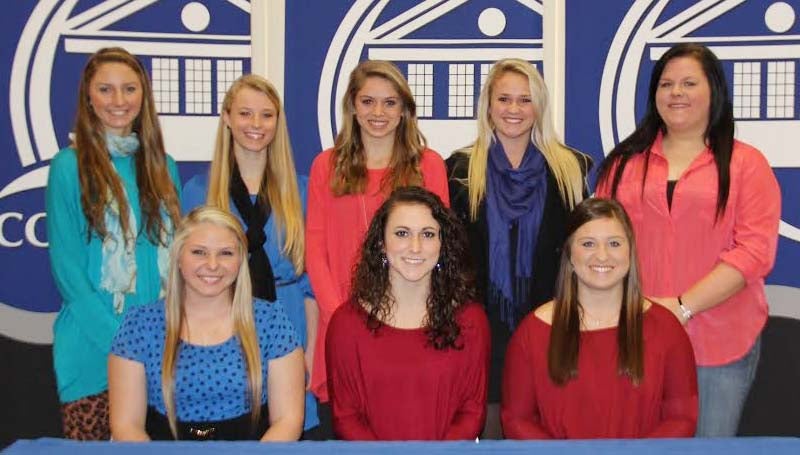 CO-LIN MEDIA / NATALIE DAVIS / Lady Wolves class of 2015 includes seated from left, Brittany Barbay, Lauren Brashier, Kaitlyn Taylor; standing from left, McKenzie Brock, Greta Carley, Mattie Avants, Lucy Lewis and Jessica Crum.
