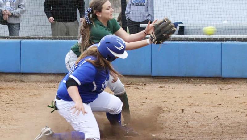 CO-LIN MEDIA / NATALIE DAVIS / Co-Lin's Breanna McKenzie slides safely into home plate as Shelton State catcher waits on the throw Tuesday.
