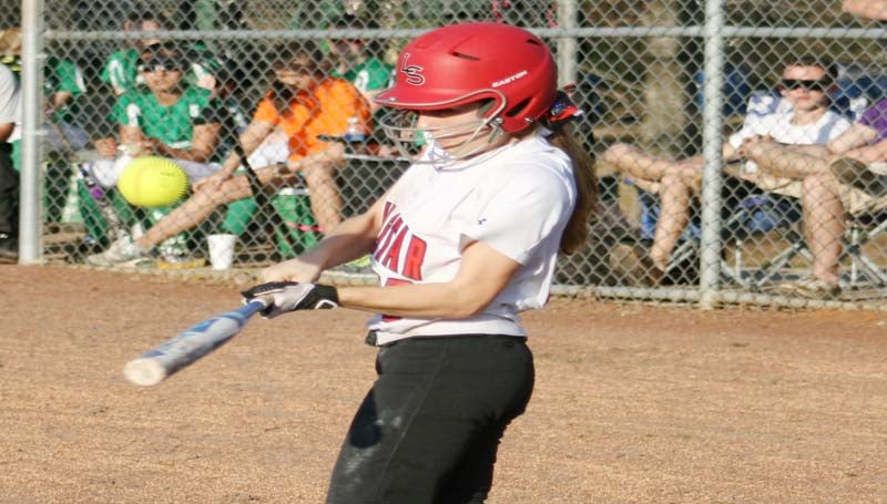 DAILY LEADER / MARTY ALBRIGHT / Loyd Star's Julie hits a single against West Lincoln.