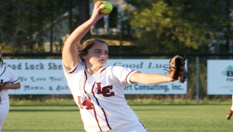 DAILY LEADER / MARTY ALBRIGHT / Lawrence County's Elizabeth Smith prepares to pitch to Brookhaven Thursday in softball action.