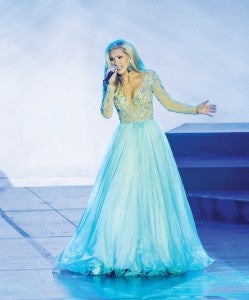 Photo by Terri Cowart Frazier — The Vicksburg Post/Brookhavenite Laura Lee Lewis sings Streisand during the talent portion of the Miss Mississippi pageant. More photos at dailyleader.com.  